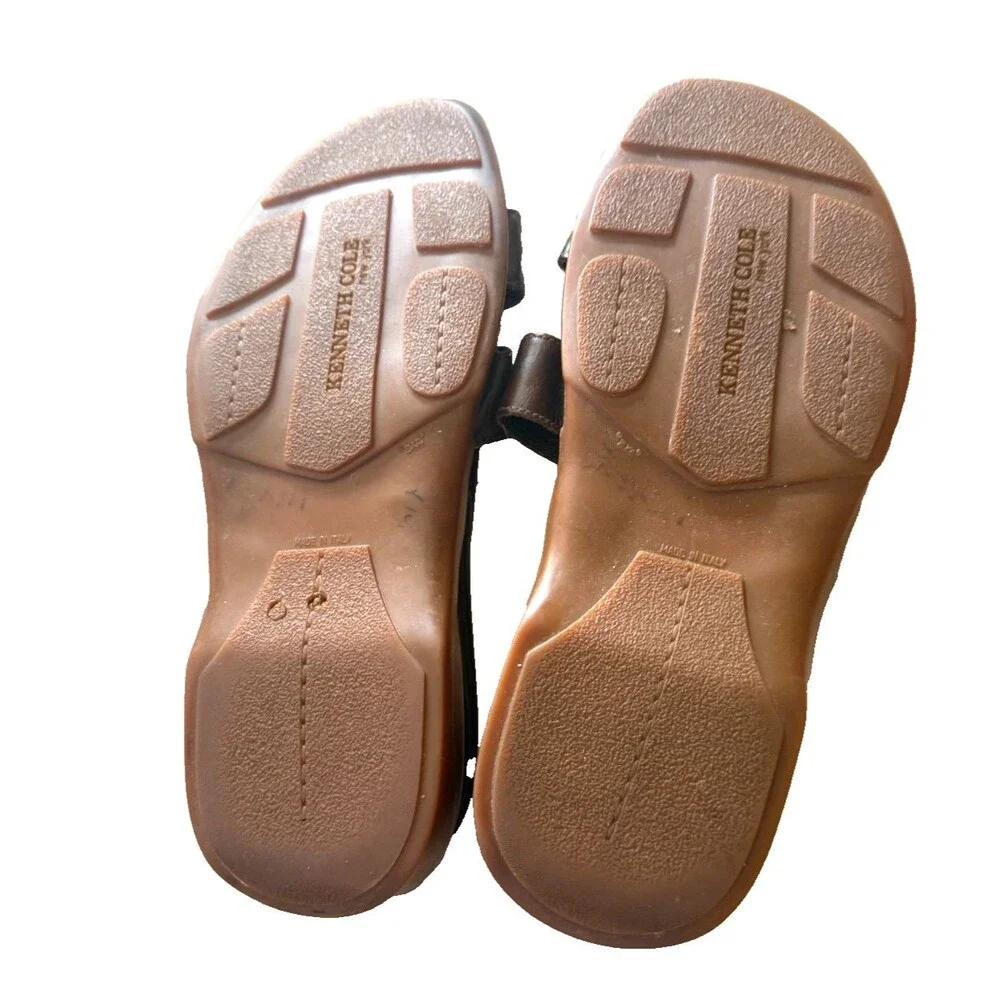 KENNETH COLE  90's Vintage Brown Leather Slip On Sandals Size 9M Italy